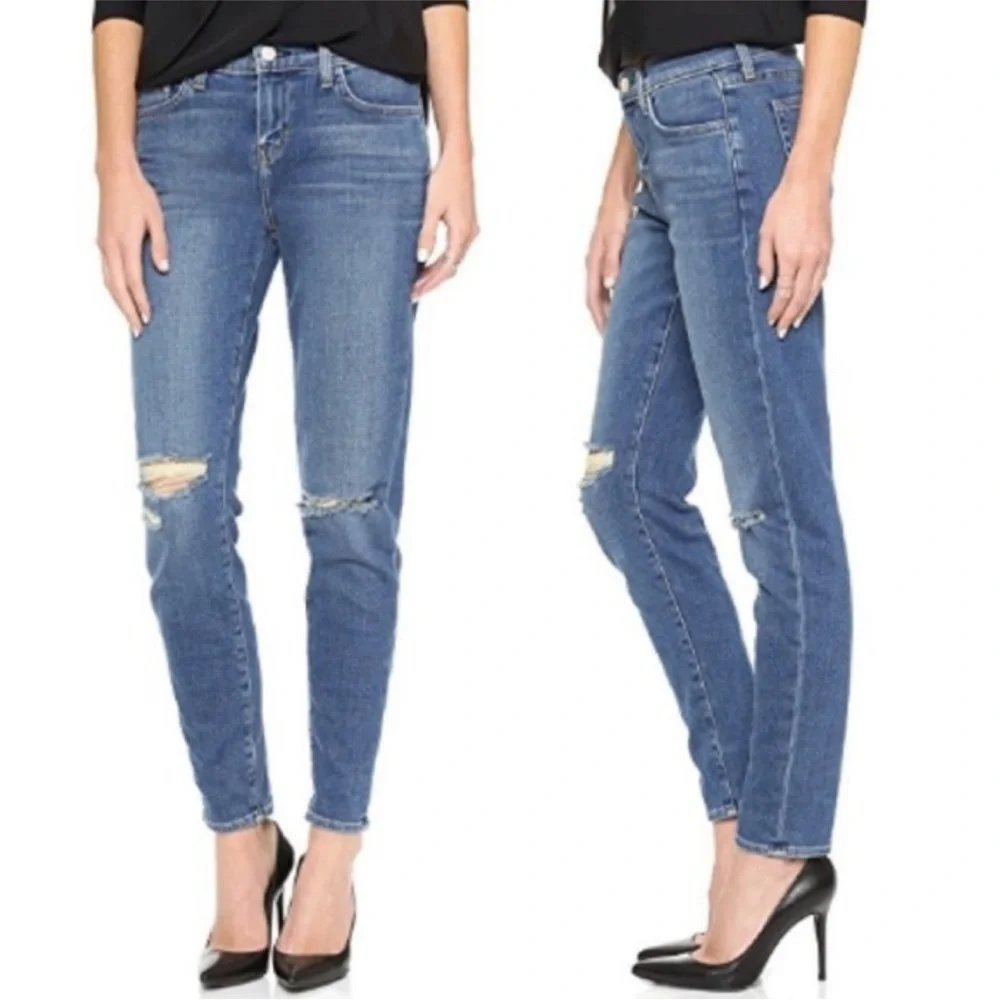 L’Agence Mon Jules The Perfect Fit Skinny Straight Jeans: Authentique Distressed